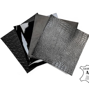 NUOVO SET NERO // * 5x5 pollici * Quattro pezzi in vera pelle nera // Accessori per orecchini di tendenza // Pelle nera per gioielli // * 12 x 12 cm *