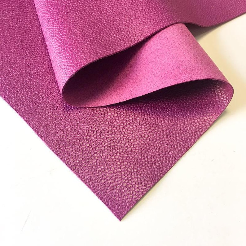 Purple Pebbled Leather Hides //Genuine Violet Sheep skins //Textured Dark Pink Lambskin Leather pieces// PURPLE WINE 823, 0.8mm/ 2.oz image 8