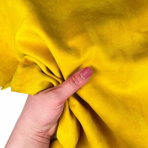 Bright Yellow Suede Leather // 4 sqft // Soft Velour Material For Sewing // Lemon Curry, 1171, 0.9mm/2.25oz image 6