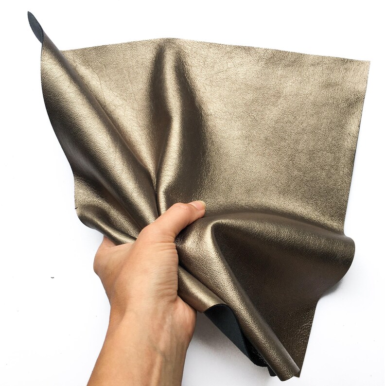 BRASS Metallic Leather Sheets 6x6/8x10/12x12/18x24 inch Genuine Metal leather scraps for craft 2.5oz/1.0mm Dark Gold Leather Piece BRASS 650 image 9