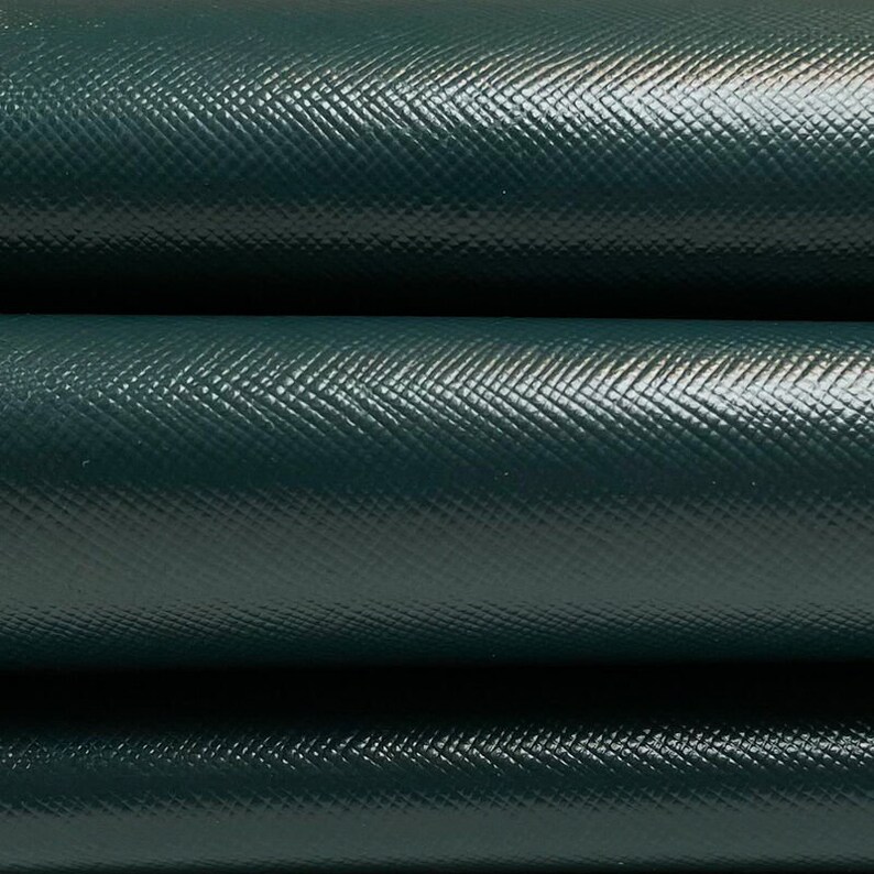 Dark Green Leather Fabric // Saffiano // Real Animal Leather Etsy
