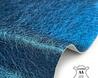 Crunchy Metallic Blue Lambskin Leather 4, 5, 6 sqft Hides 0.9mm//2.25oz Electric 1688