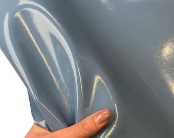 Shiny Lambskin Leather 4, 5 sqft Patent Look Real Animal Pieces 1mm (2.5 oz) Clean Blue 1693