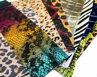 Leer met dierenprint // Surprise-kladjes // Alle maten voorgesneden DIY-voorbeeldmix // Verschillende dierenprints op leer // Kleine accessoires