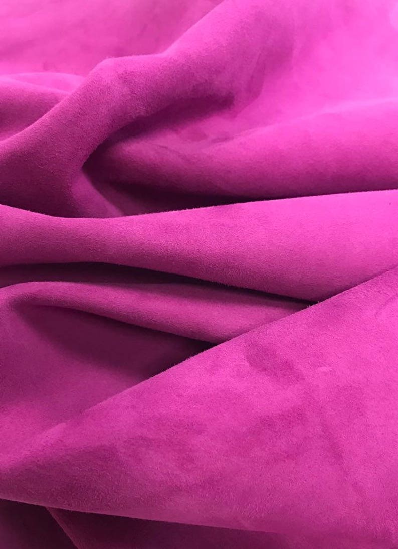 PINK Suede fabric Genuine sheep skin sheets for sewing VIVID VIOLA 2oz Purple Suede material for crafting Purple Leather Soft Leather pieces