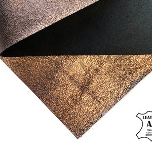 Dark Rose Gold Metallic Leather | Italian Lambskin | 6x6 / 8x10 / 12x12 /12x18/18x24 | DIY Crafting Scraps | 2.25oz / 0.9mm | Luxury Leather