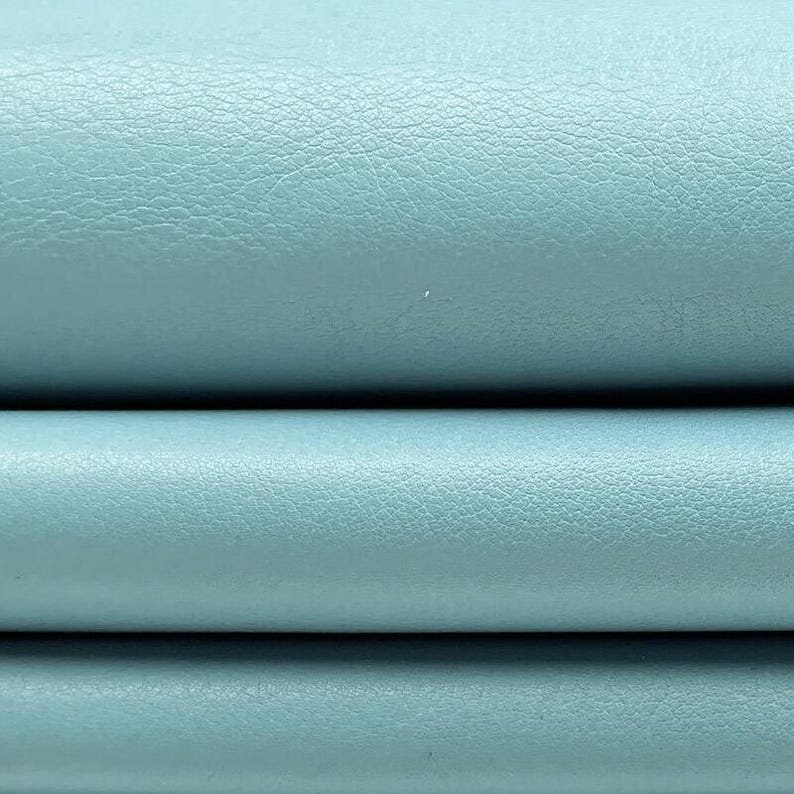 Light Blue Real Leather Hides // Handbag and Accessories Material // 7 - 9 sqft// Natural Fabric // Milky Blue, 1117, 0.5 mm image 2
