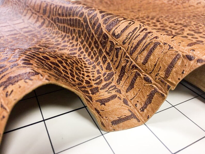 Crocodile Print Leather Fabric Brown Leather Fabric Natural - Etsy