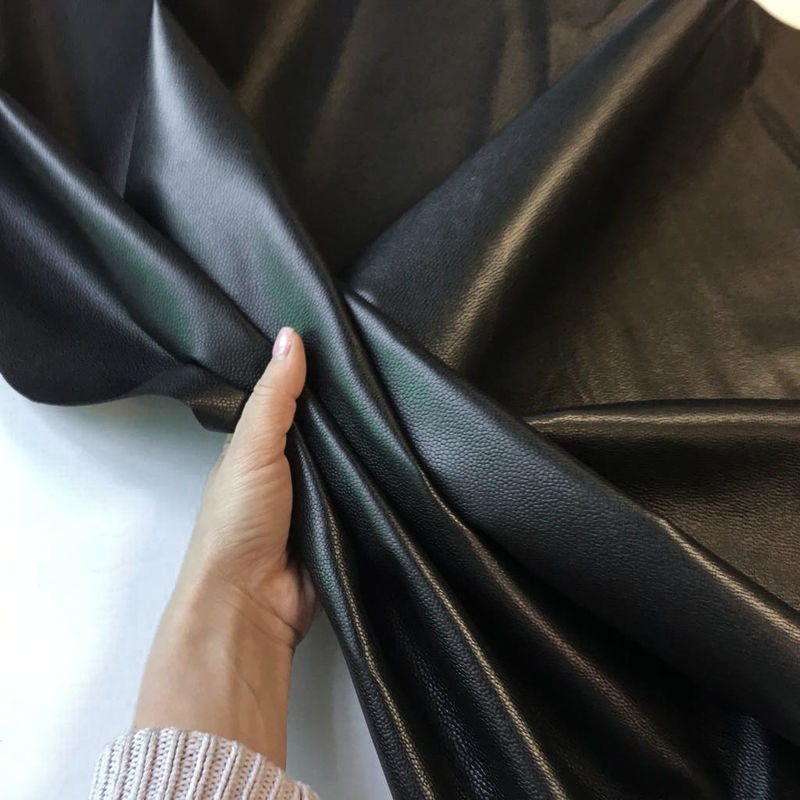 Textured BLACK Leather Sheets // Real Pebbled Leather Fabric