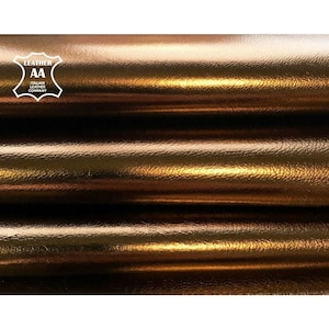Brons metallic lamsleer 4, 5, 6 sqft donkergouden koperen leren stukken 0,8 mm // 2oz BRONZO METALLIC 568