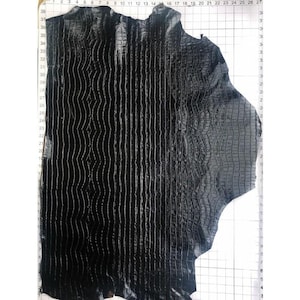 Shiny Black Crocodile // Genuine Black Leather Mixed With Green Hue // Crocodile Print Hides // Pirate Black Crocodile 918 0.8mm / 2 oz image 10
