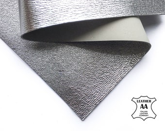 SILVER Genuine Leather Sheet 6x6 / 8x10 / 12x12 / 12x18 / 18x24 Classic Foil Silver Lambskin Scrap Pieces 2oz/0.8mm Metallic PURE SILVER 688