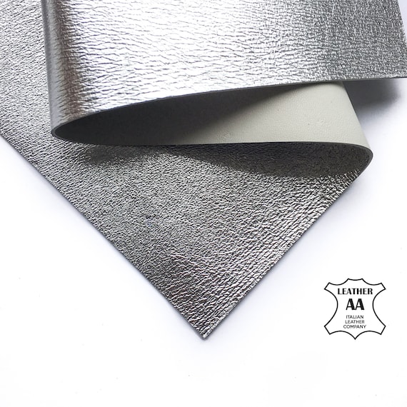 SILVER Genuine Leather Sheet 6x6 / 8x10 / 12x12 / 12x18 / 18x24 Classic Foil Silver Lambskin Scrap Pieces 2oz/0.8mm Metallic PURE SILVER 688