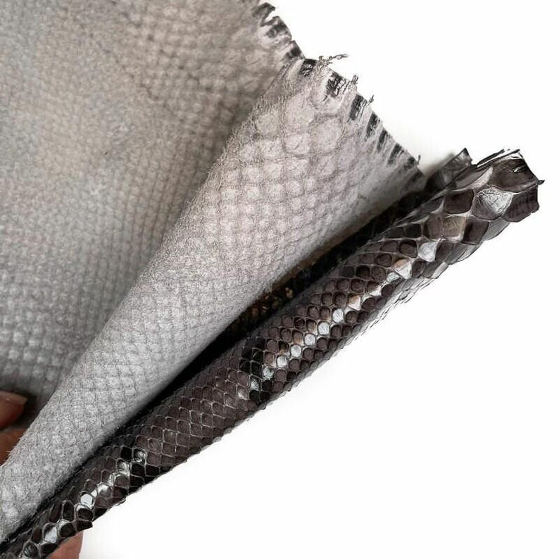 Python Leather Sheets | Snake Hide | Choose Your Size | Gray with Black Python Leather 0.7mm/1.75oz NATURAL PYTHON 1072 image 8
