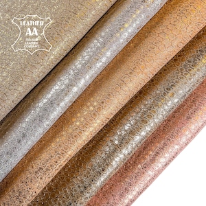 Vintage Cracked Metallic Colorfull Reptile Print 4 - 6 sqft // 0.38 - 0.6m2 / 1.-1.5mm/2.5-3.75oz VINTAGE METALLIC REPTILE Mix 1502