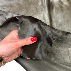 Dark Khaki Pony Hair Real Leather Hide 4, 5, 6 sqft Hair-On Leather 0.7-0.8mm (1.75-2oz) image 3