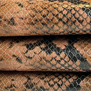 Brown Snake Print Leather //genuine Lambskin Leather Hides //textured ...