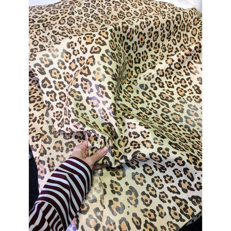 Jaguar Print Genuine Sheep Leather Hides Leopard Animal Skin for crafting, Natural fabric material JAGUAR, 732 2.5 oz image 9