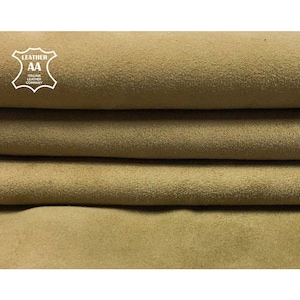 BEIGE Green Suede Leather// Genuine Sheep sheets for sewing //Velour leather hides //Natural Leather material //LARK 702, 0.6 mm/1.5 oz