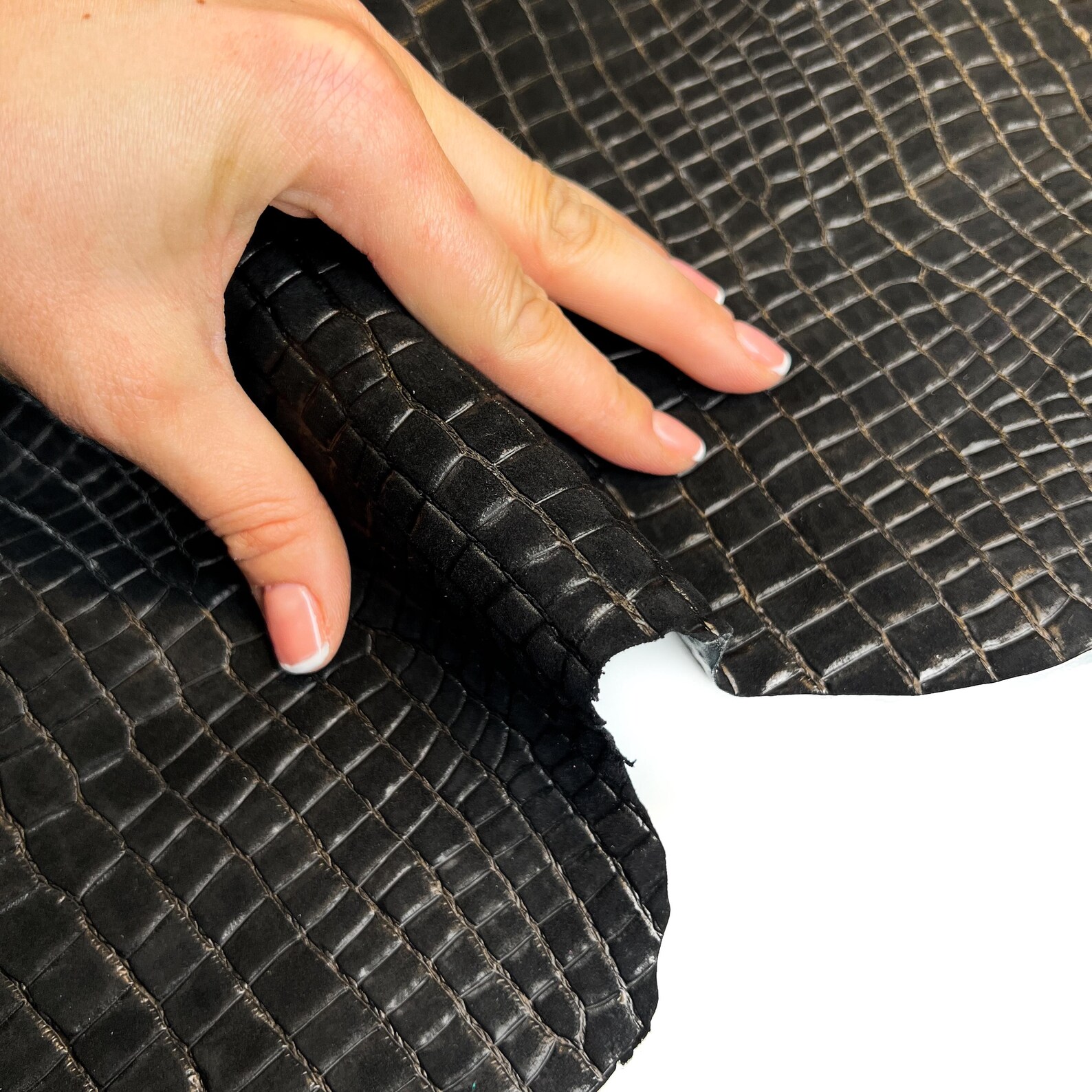 Black SUEDE With Animal Skin Texture Dimensional Embossing / 4 Sqft ...