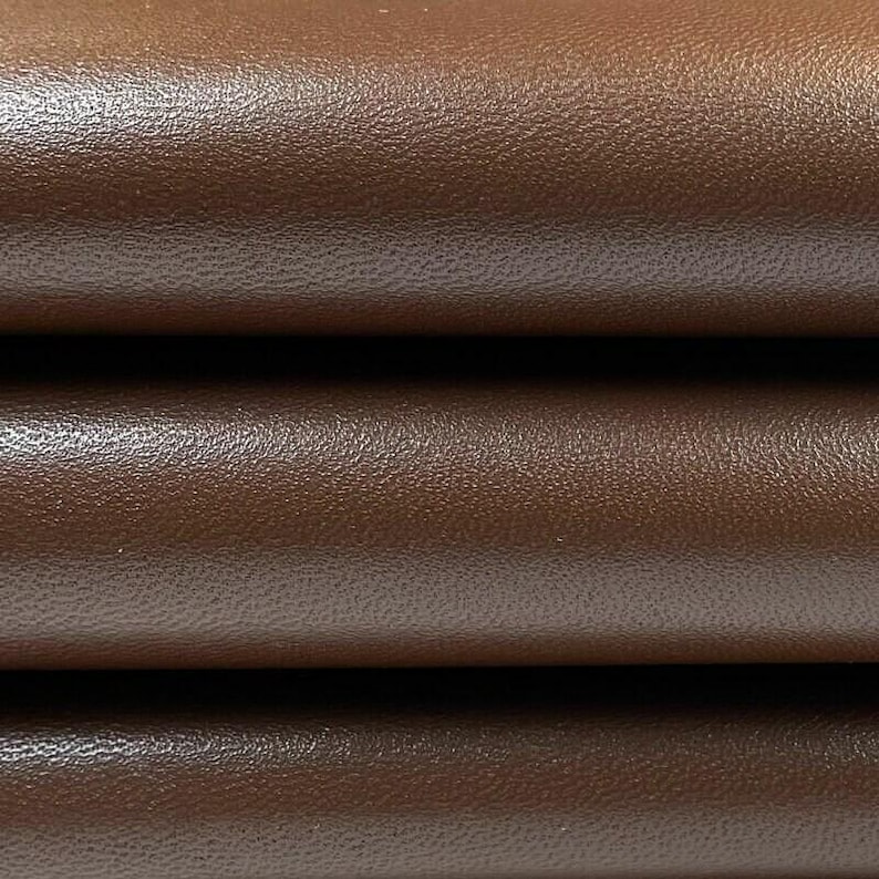 Brown Leather // Real Animal Leather // Shiny Sewing Material // 4.5 - 6 sqft // 0.44 - 0.61 m2 // Potting Soil, 1163, 0.9mm/2.25oz image 2
