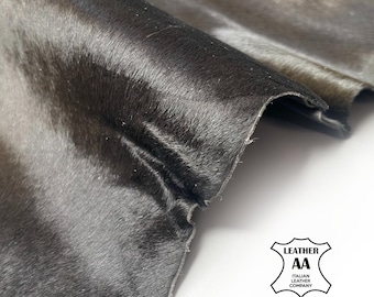 Dark Khaki Pony Hair Real Leather Hide 4, 5, 6 sqft Hair-On Leather 0.7-0.8mm (1.75-2oz)