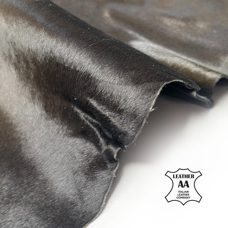 Dark Khaki Pony Hair Real Leather Hide 4, 5, 6 sqft Hair-On Leather 0.7-0.8mm (1.75-2oz) image 1