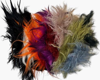 Fur Scraps Lama Fur Mountain Goat Colored Fur Scraps Natural Fur Pieces Real Rainbow Mix Crafting Supplies