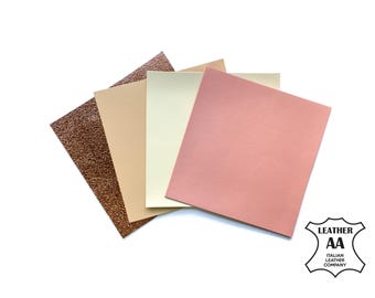 NEW BEIGE PINK Leather Sheets, 4 piece Pastel Sheep skin set for Crafts 5x5 inch