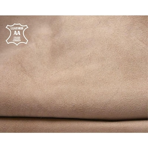 Beige Suede Leather Hides //  The Size of A Hide 3 - 5 sqft // Very Soft Lambskin Velour // Genuine Leather Pieces  // Humus, 1006, 0.6mm