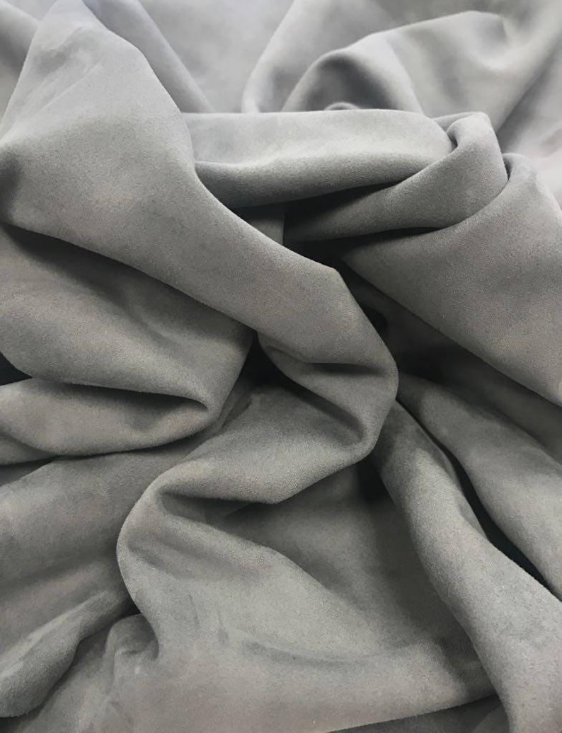 GRAY genuine suede Italian Lambskin suede natural sheep suede light gray genuine leather fabric for crafts, lining TRADEWINDS 278 0.6mm image 7