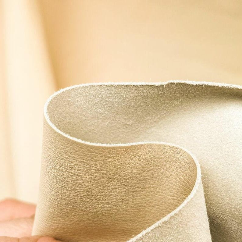 Beige Thin Real Leather Hides Aniline Leather The Most Natural Fabric Highest Quality Grade PISTACHIO SHEL 1118 / 0.5 mm/ 1.25 oz image 6