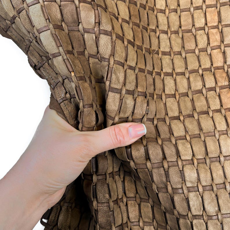 Braided Brown Lambskin Leather 39 x 24 in or 20 x 24 in Sheets Thick Rectangle Leather Unique Laser Cut Sheepskin ~1mm/2.5oz image 7