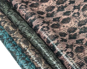 Snake Print Mix Lambskin Leather // Choose Color & Size // 0.9–1.1 mm (2.25-2.75oz)