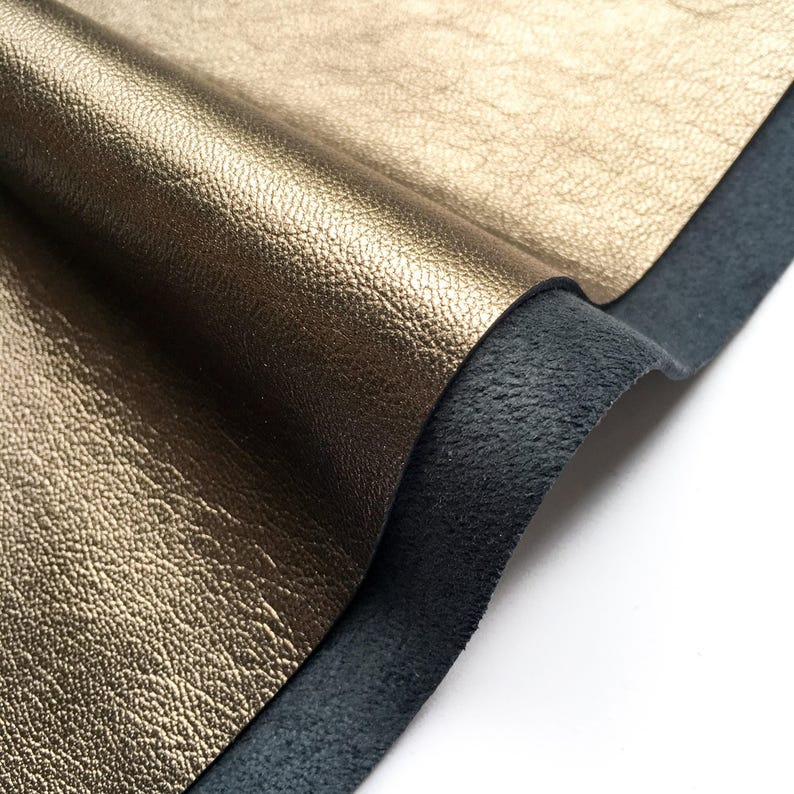 BRASS Metallic Leather Sheets 6x6/8x10/12x12/18x24 inch Genuine Metal leather scraps for craft 2.5oz/1.0mm Dark Gold Leather Piece BRASS 650 image 3