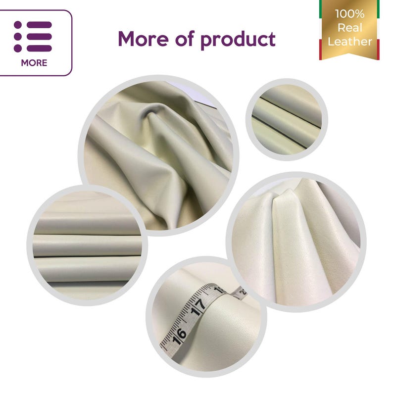 Cream WHITE Leather Fabric 5 - 7 sqft Sheepskin Off White Leather Milk White Leather Pieces 0.7 mm // 1.5 oz CANNOLI CREAM 776 image 5