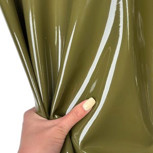 Shiny Green Patent Lambskin Leather 4, 5, 6 sqft (0.36-0.66m2) Italian Hides Lacquer Finish 0.8mm//2oz Khaki Patent 1625 image 3