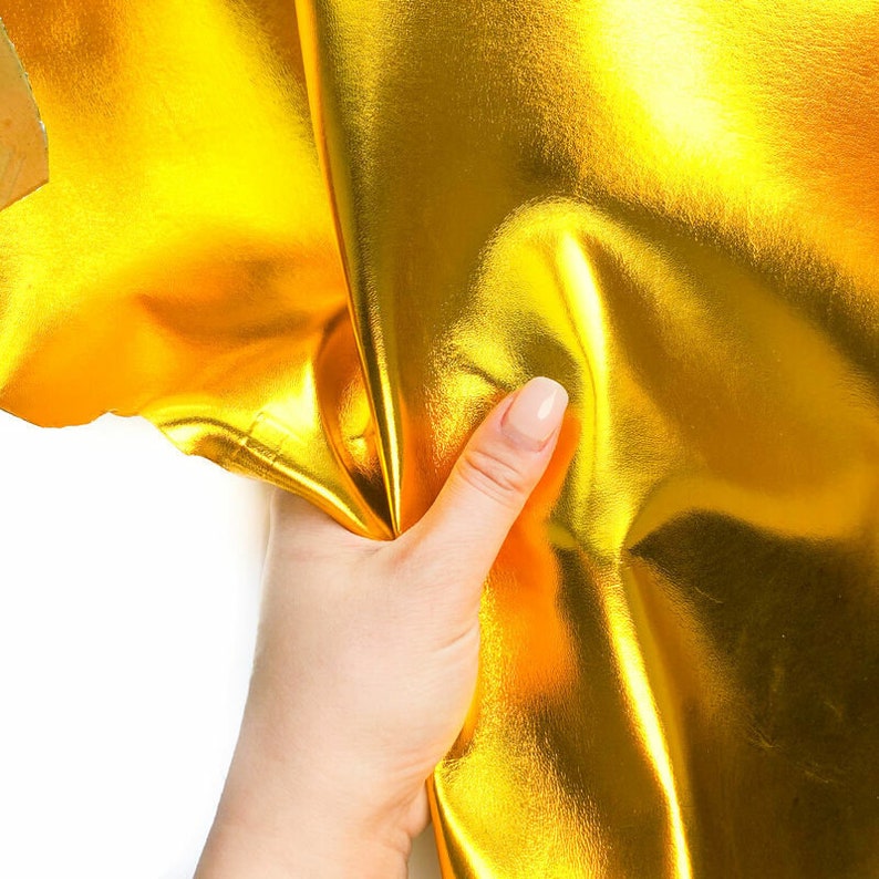 Yellow Metallic Leather Hides // Genuine Leather With Mirror Effect // Bright Shiny Crafting Leather // Yellow Gold 959 0.8mm / 2oz image 10