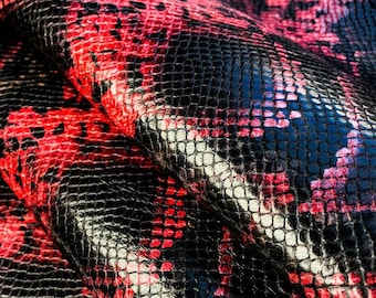 Rote Schlangen-Print Lammfellstücke 5, 6, 7, 9 sqft Versteckt Echtes Tierleder Strukturierte Nähzubehör 1 mm // 2.5oz American Snake 979