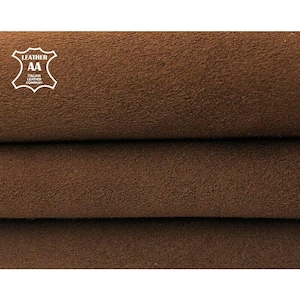 Dunkelbraunes Wildleder // Weicher Veloursstoff 1,5 - 2 m² // Echtleder-Hüllen // Braune Nähteile // Cocoa Brown 942, 2-3 oz
