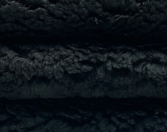 Black Italian Lambskin Shearling //Warm Double Sided Fur Fabric // Choose Your Size// 4 - 6 sqft //NEW BLACK SHEARLING, 1293, 2.0 mm / 5 oz