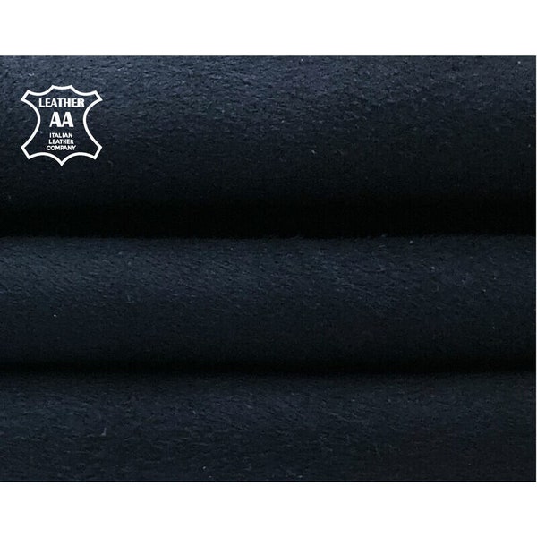 Dark Blue Suede Material // Soft Velour Fabric // Real Animal Leather Pieces // Blue Sewing Hides // Blueberry, 1032, 0.5mm/1.25oz