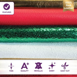 NEW Xmas theme leather sheets Real leather pieces for DIY Christmas theme fabric Real leather material Shiny leather pieces for handcrafting image 2