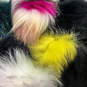 REAL Fox fur Pom Pom Large keychains Handbag Charm Real fox fur ball keychains pom pom charm accessory furry pompoms, mix color fur ball