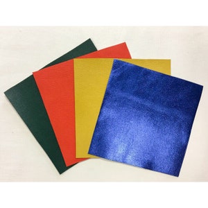 Set in pelle Adventure Mix * 5x5 pollici * 4 pezzi in vera pelle per artigianato - Giallo, Blu, Arancione, Verde // * 5x5* pollici / *12x12* cm
