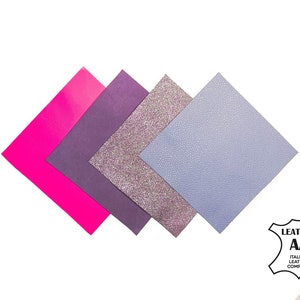 BARBIESET// * 5 x 5 inch * 4 stuks echt leer // Oorbellen // Leer sieraden // Roze paars lamsleer kladjes ** 12 x 12 cm **