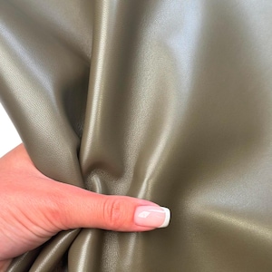 Shiny Dark Khaki Green Lambskin Leather 5, 6, 7 sqft (0.56-0.76m2) Thick Crafting And DIY Pieces 0.9mm//2.25oz KHAKI 1645