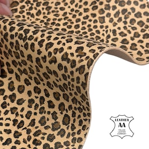 Geparden Spot Leder Sheets 6x6 / 8x10 / 12x12 / 12x18 / 18x24 Natürliche Beige Lederschnipsel mit Wild Animal Print 0,7 mm // 0.7 mm Eiskaffee 696