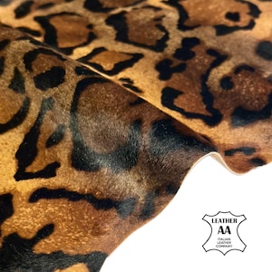 Leopard Pony Haar Leder 5, 6, 7 sqft Stück Echtes Tier 0.7-0.8 mm weich 1713
