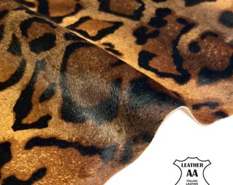 Leopard Pony Hair Leather 5, 6, 7 sqft Pieces Real Animal 0.7-0.8mm (1.75-2oz) Soft 1713